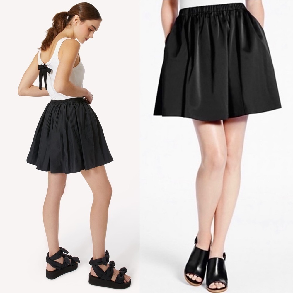 KATE SPADE‎ 90s Y2K Gathered Satin Taffeta Flared Mini Ballet Skater Skirt 2